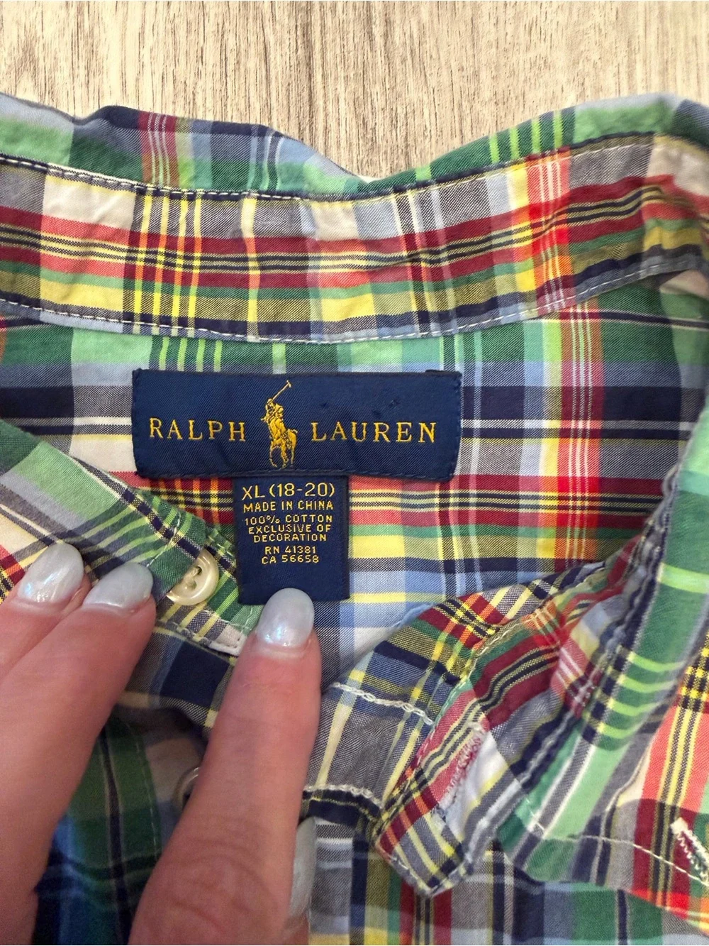 Ralph Lauren Multicolor Plaid Short Sleeve Button Down Shirt XL 18-20